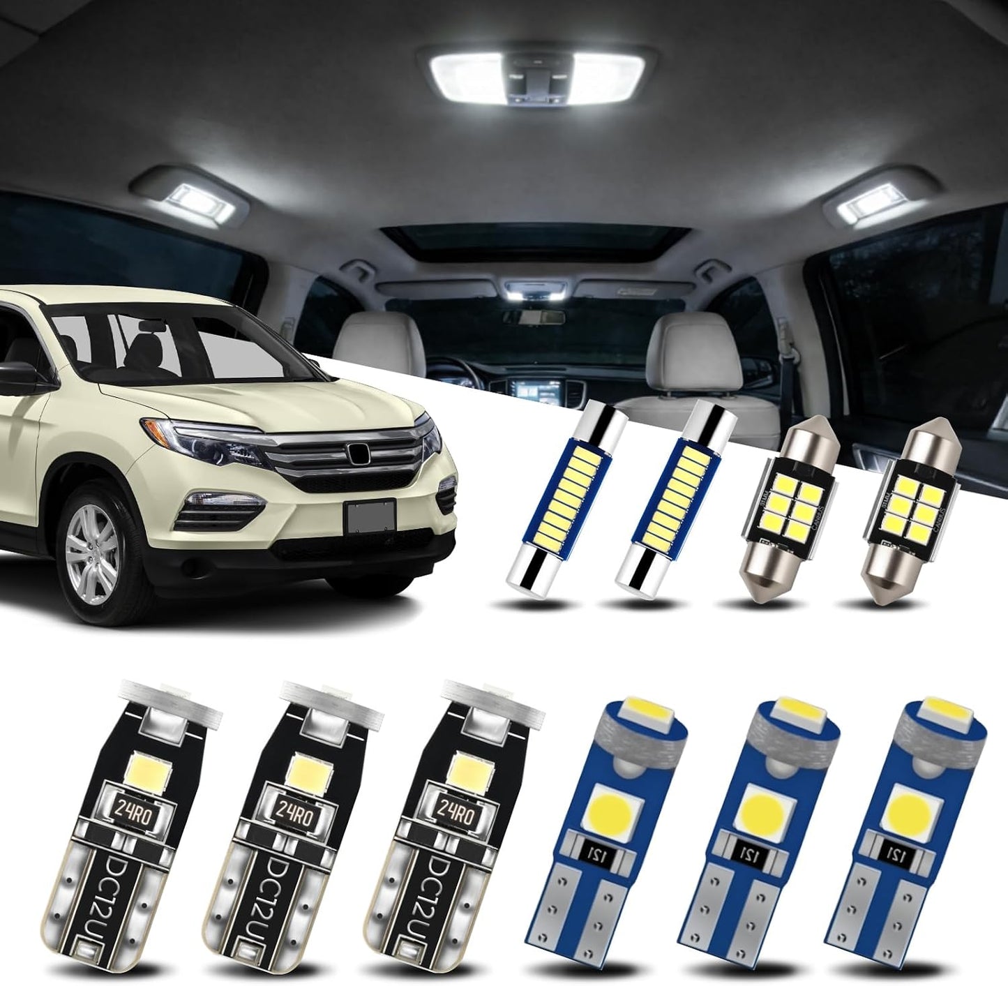 Luces LED interiores Honda Pilot 16-22 15 bombillas blancas