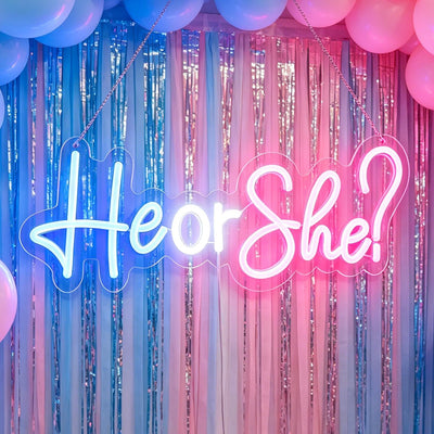 Letreros neón led género embarazo rosa azul baby shower