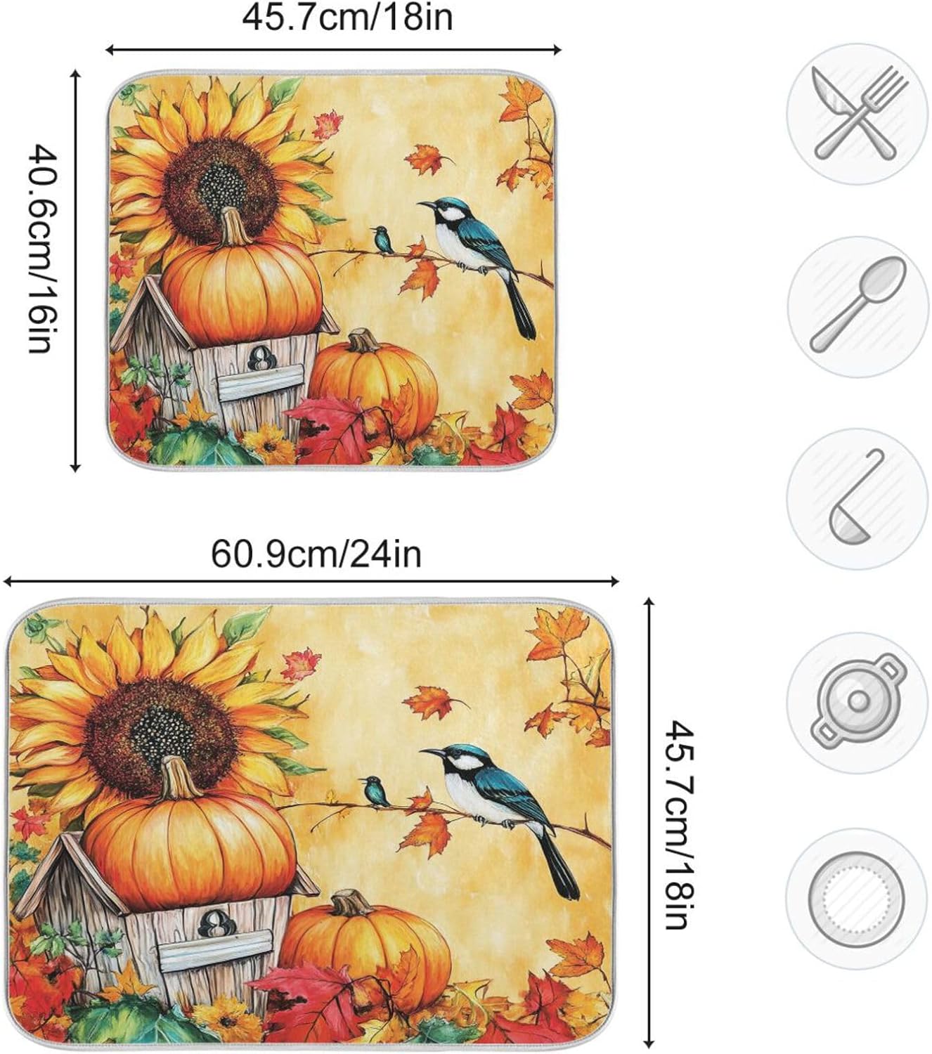 Tapete escurridor cocina microfibra otoño girasoles