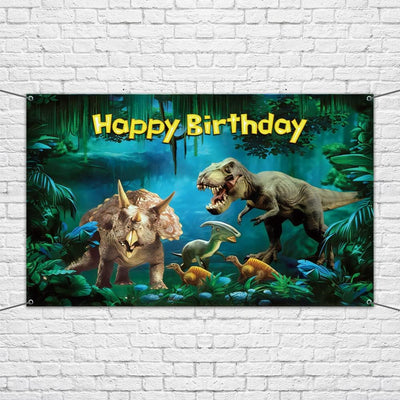 Cartel cumpleaños dinosaurios 6x3.6pies decoración fiesta niños