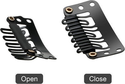 100 Clips Presión Metal U 1.26pulg Acero Inox 6 Dientes Negro