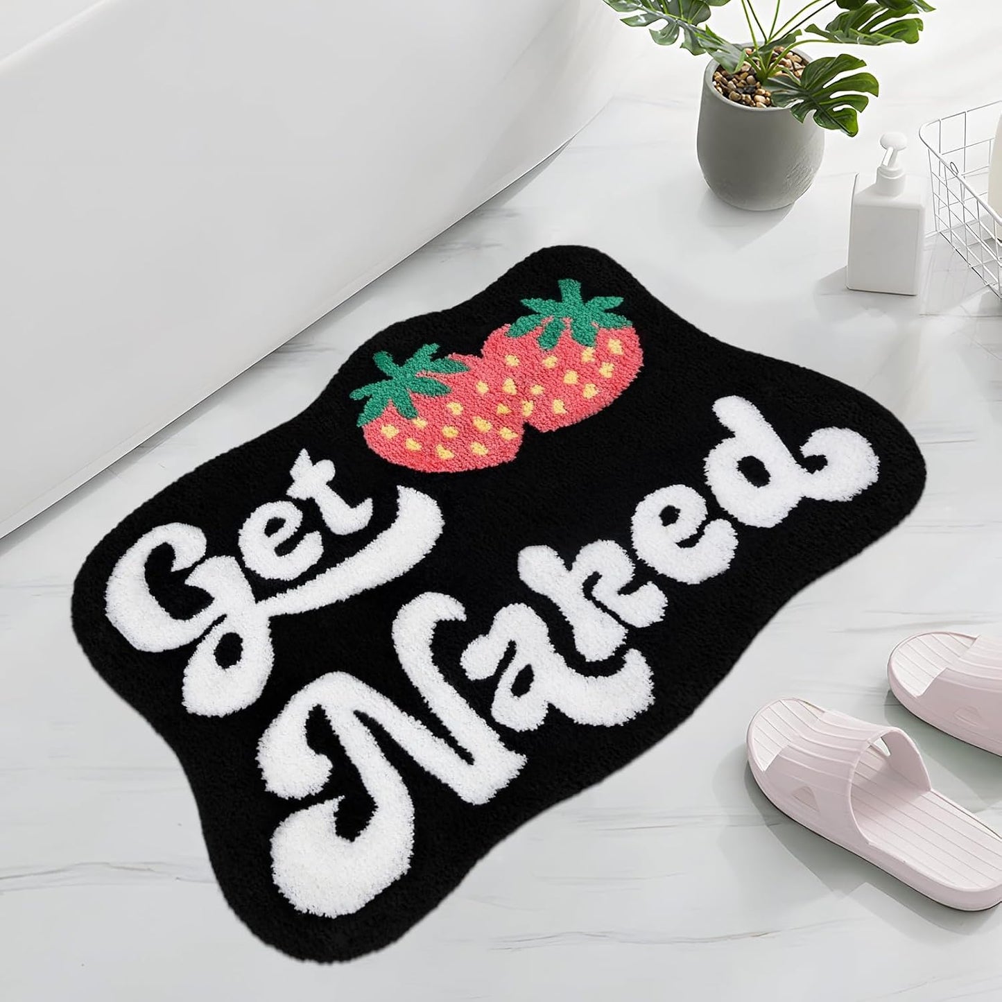 Alfombra baño microfibra fresa rosa 20x32pulg antideslizante