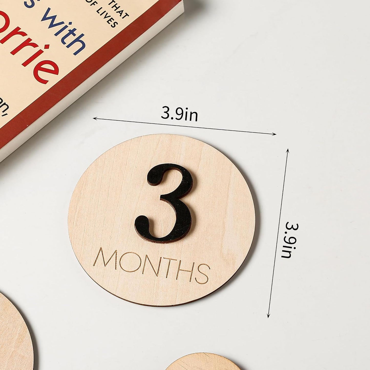 Letrero hito mensual bebé madera 3D número negro