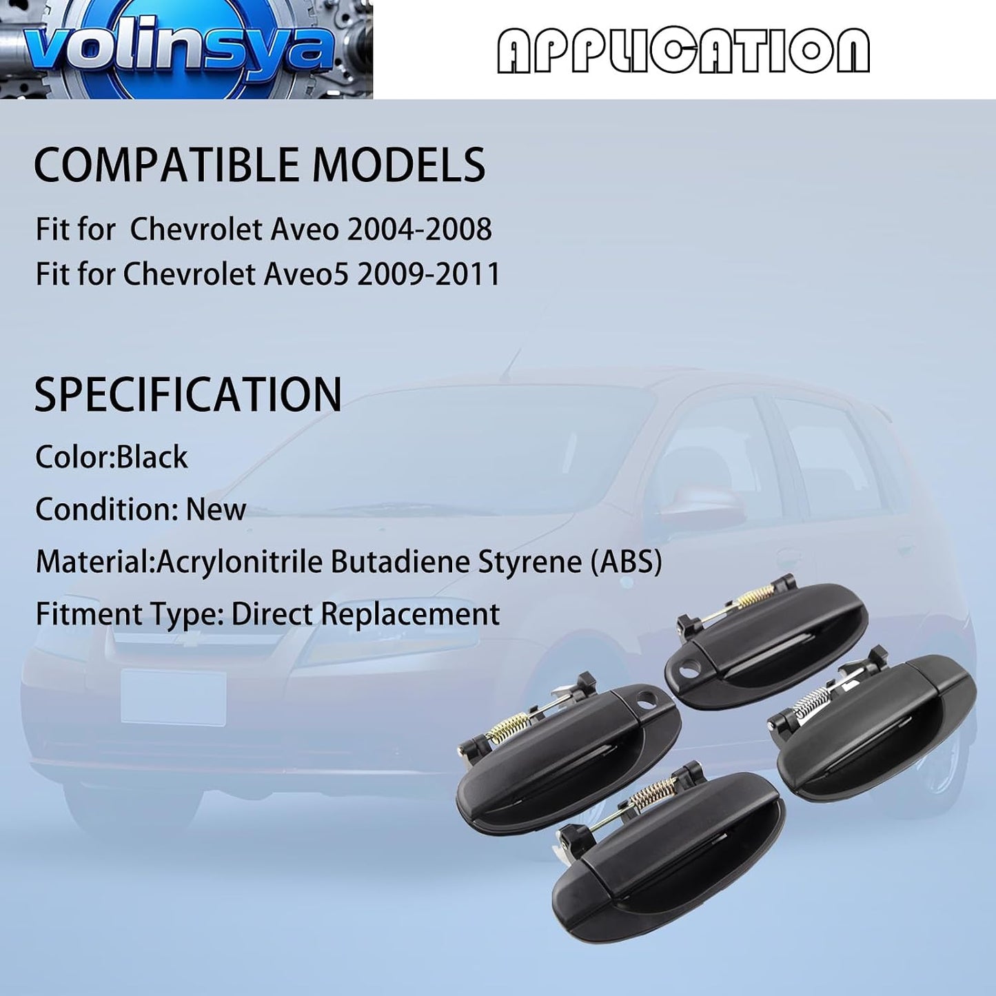Manijas puerta Chevrolet Aveo 04-11 negro mate