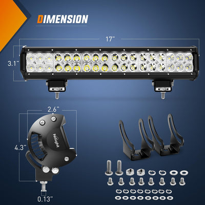 Barra luz LED 17pulg 108W foco puntual e inundacion IP67