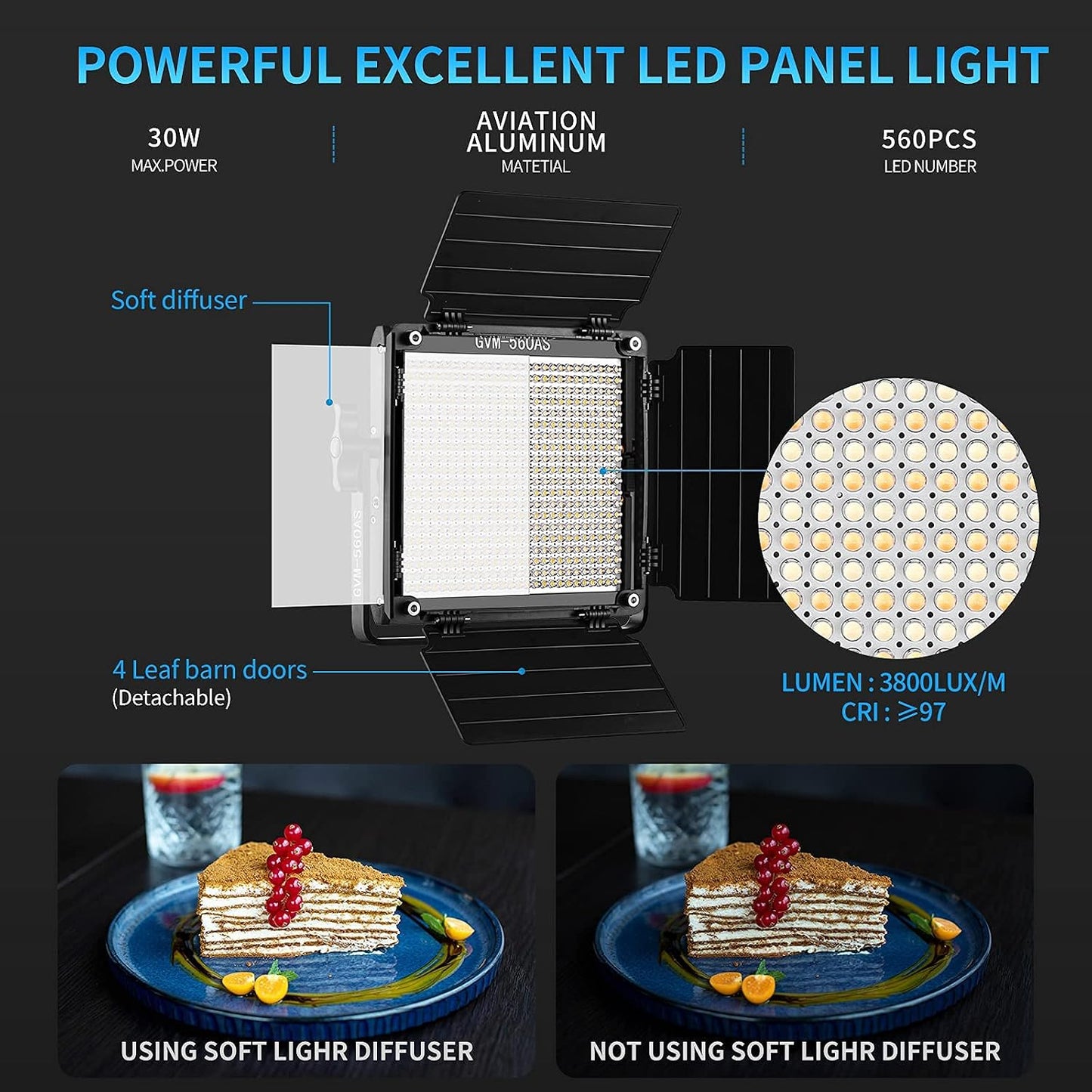 Luz LED bicolor regulable para video estudio YouTube 2300K-6800K