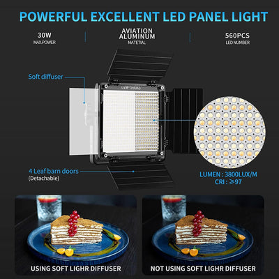 Luz LED bicolor regulable para video estudio YouTube 2300K-6800K