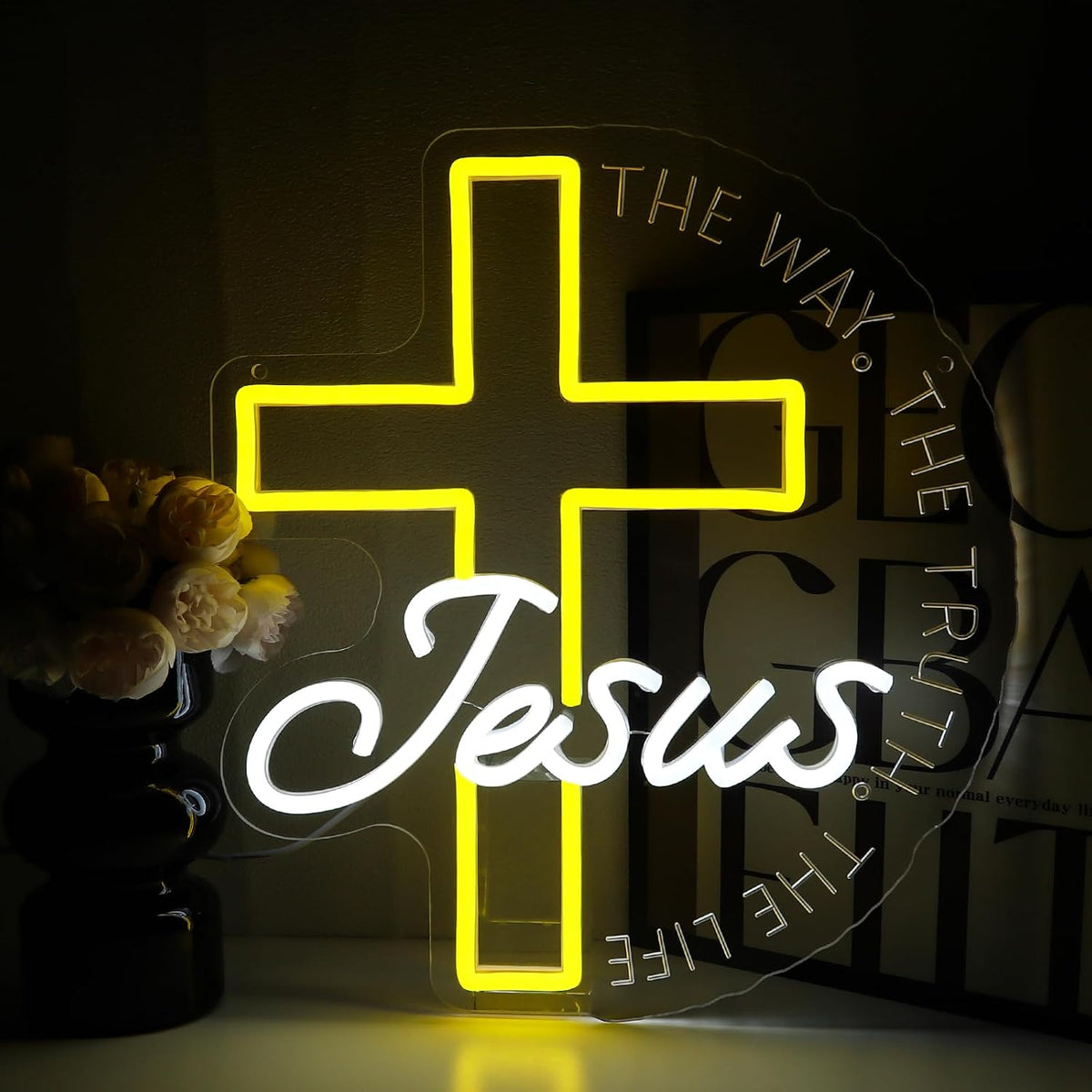 Letrero neón LED cruzado regulable USB para pared