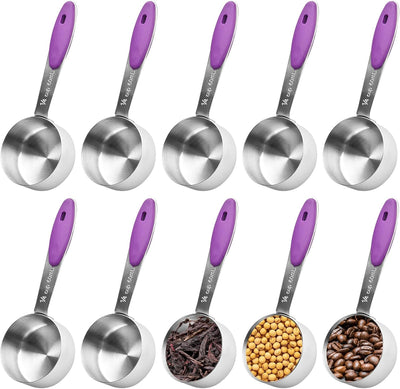 10 Tazas Medidoras 1/4 Oz Cuchara Acero Inox Mango Silicona