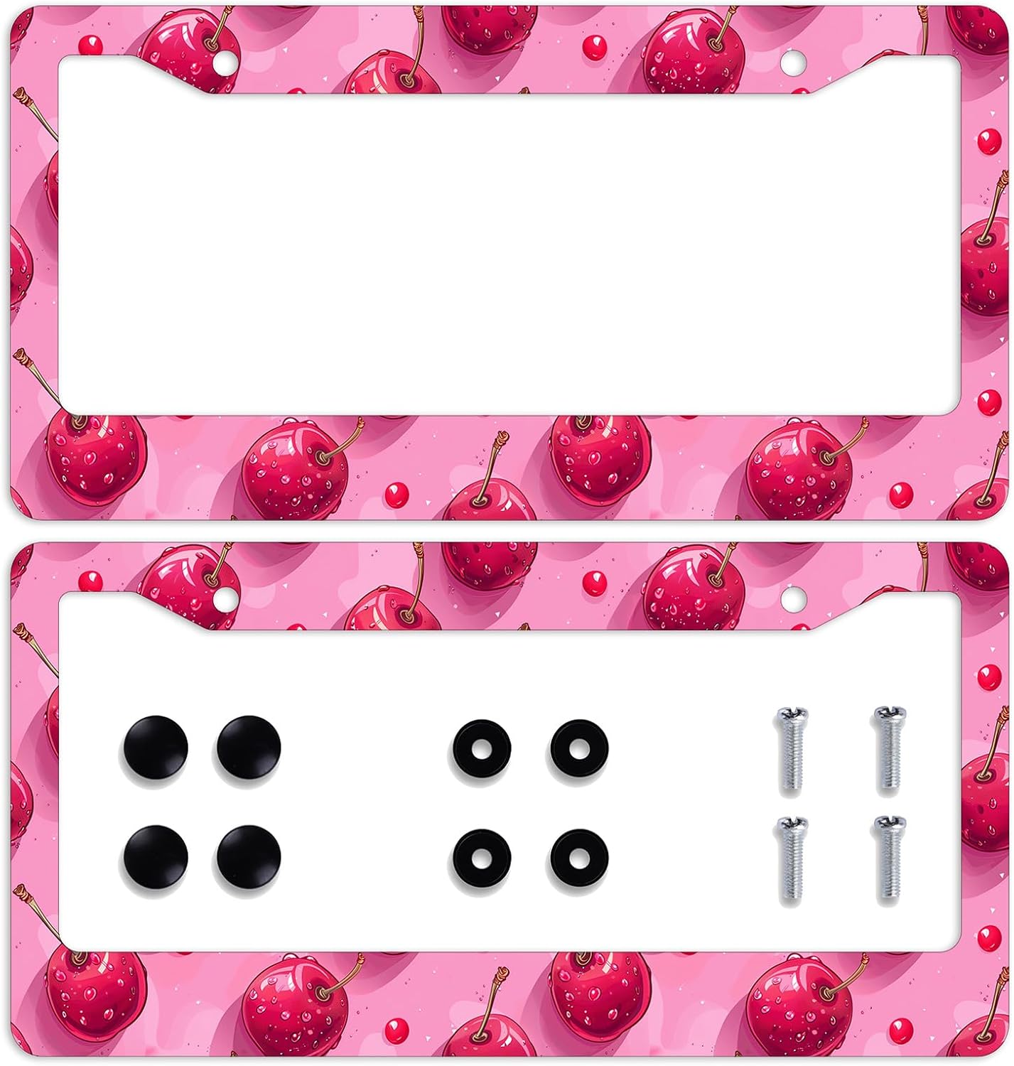 2 Marcos Placa Matrícula Cerezo Rojo Acero Inox