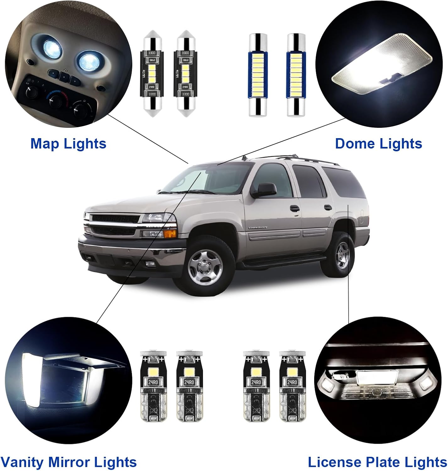 21 Luces LED 6000K Blanco para Chevy Tahoe/Suburban