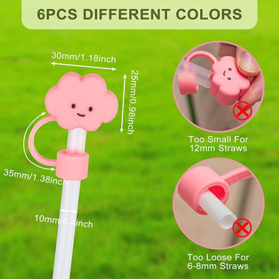 6 fundas popote silicona para vasos 20-40oz con asa