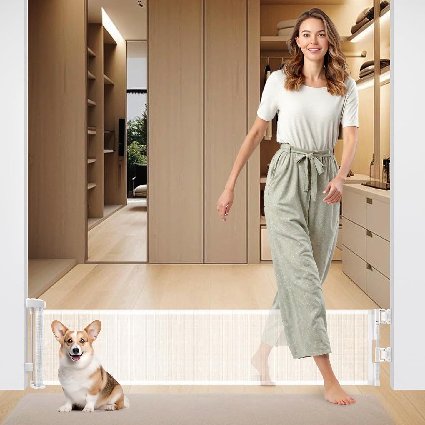 Puerta para cachorros 14pulg retráctil hasta 59pulg