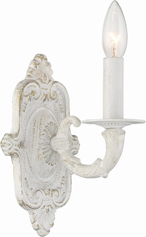 Candelabro 1 luz color blanco antiguo
