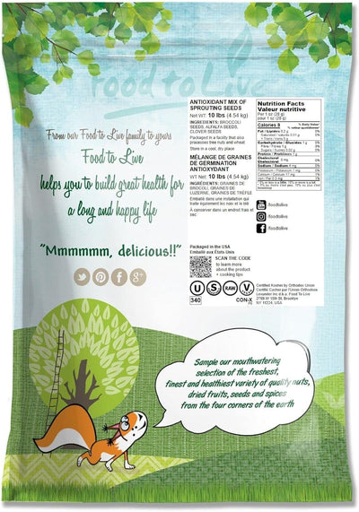 Mezcla antioxidante semillas germinantes 10lb crudo vegano