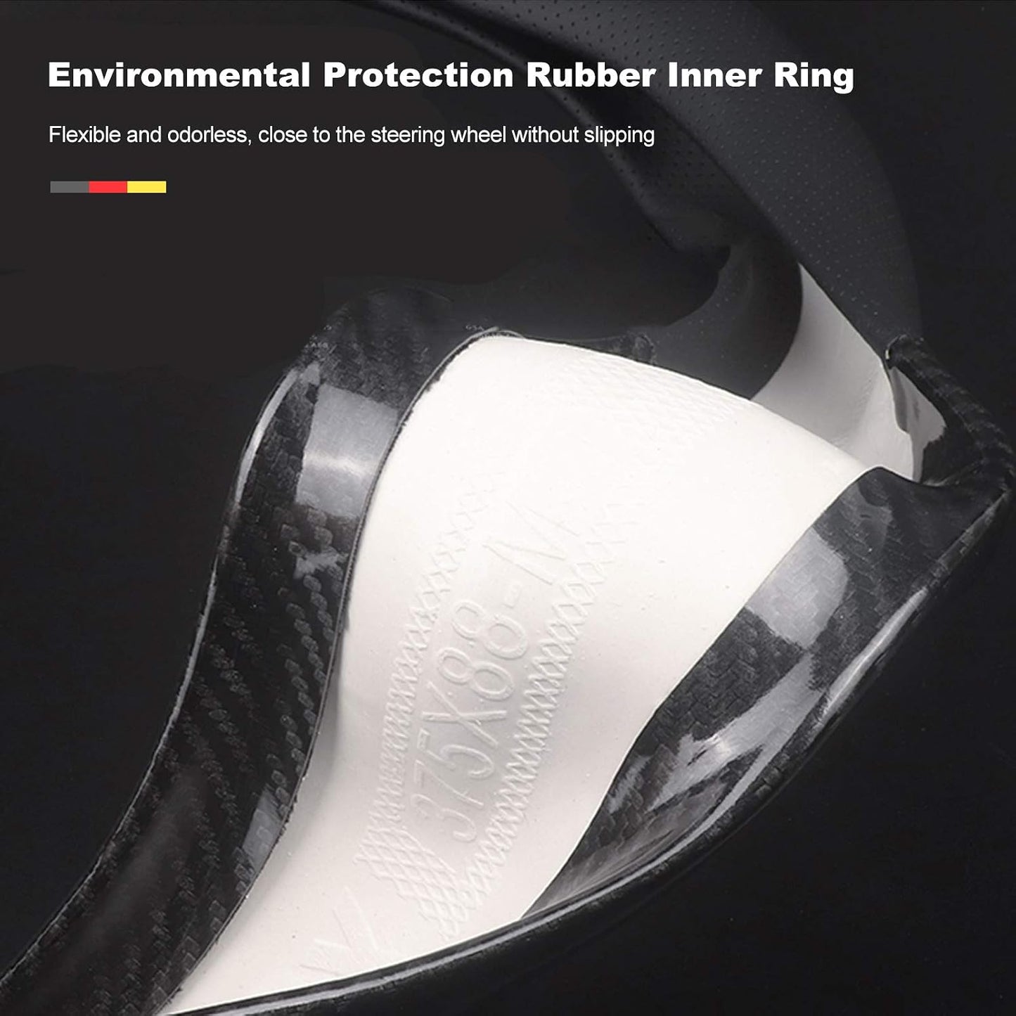 Funda volante antiderrap forma D fibra carbono 38cm negro