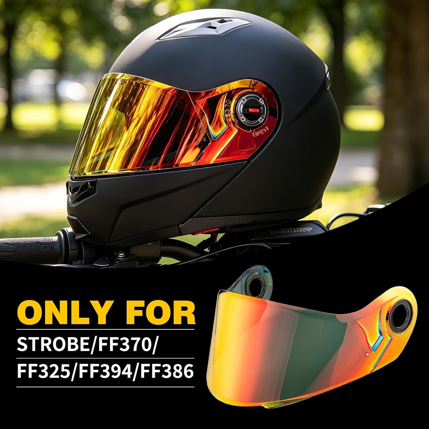 Visera estroboscópica para casco motocicleta rojo cromo