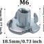 60 Tuercas Ciegas T M6 Acero Carbono Galvanizado Muebles