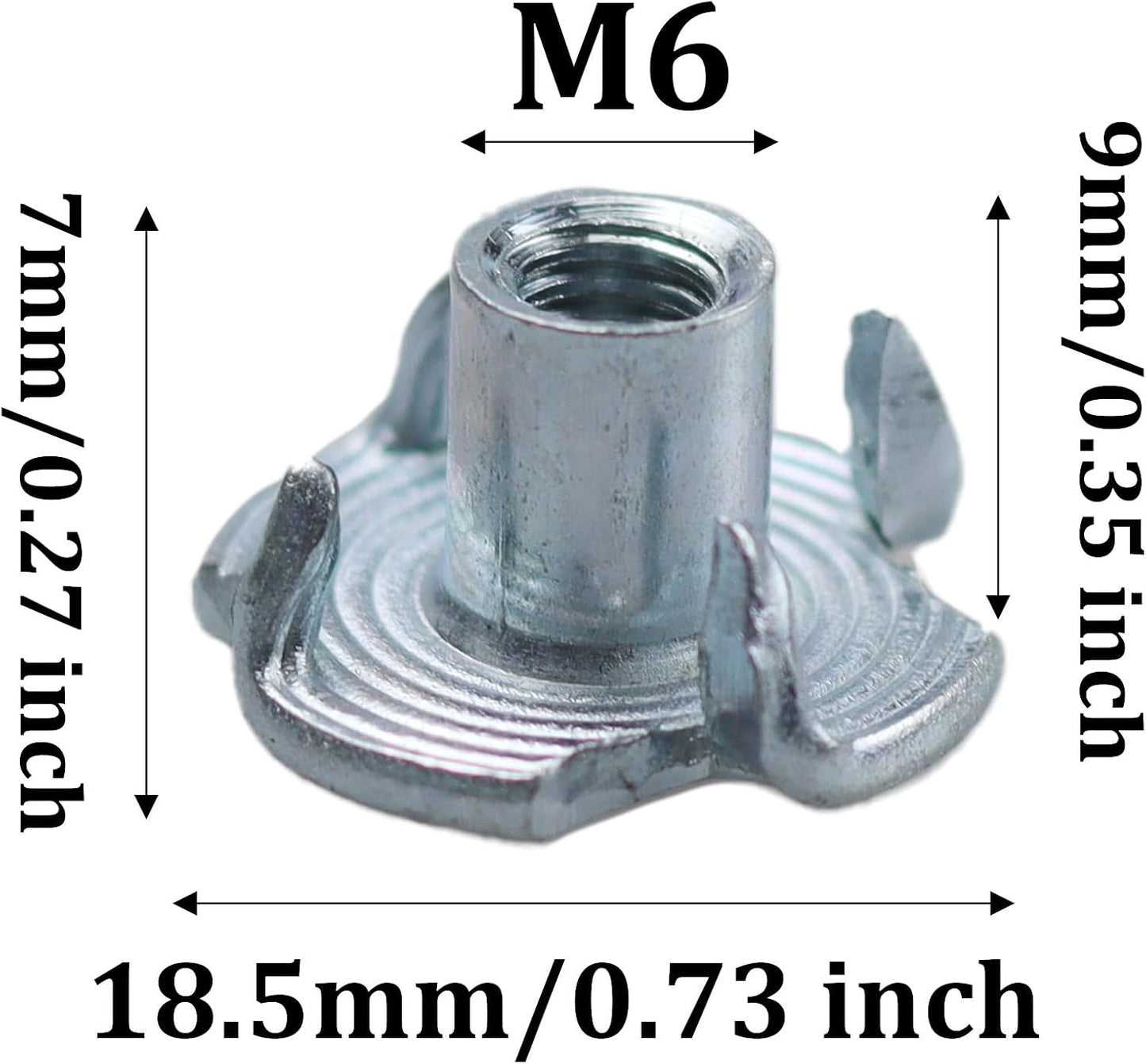 60 Tuercas Ciegas T M6 Acero Carbono Galvanizado Muebles