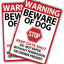 2 Letreros Advertencia Beware of Dog 12x8" Hogar Jardín