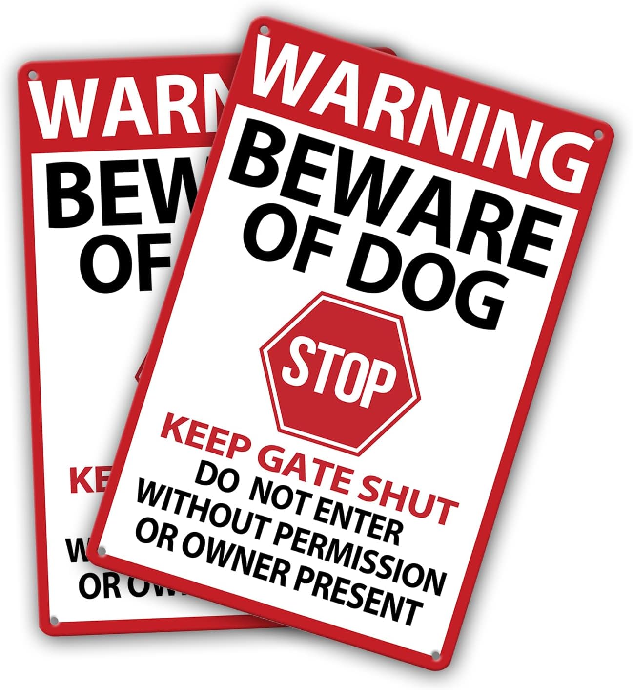 2 Letreros Advertencia Beware of Dog 12x8" Hogar Jardín