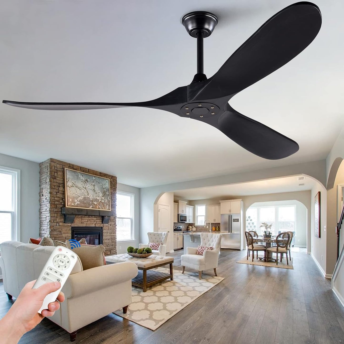 Ventilador techo madera 60pulg 3 cuchillas control remoto