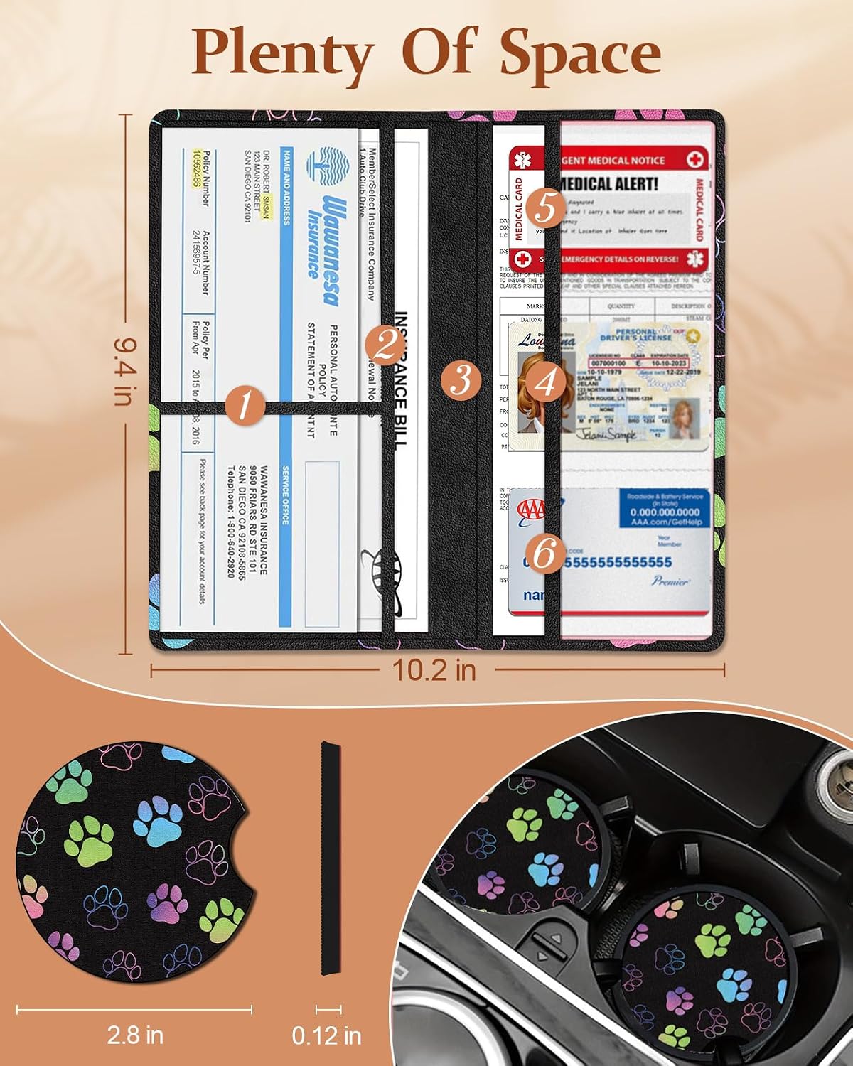 Funda cuero guantera auto con cierre magnético
