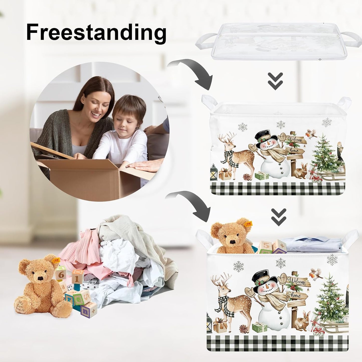Cesta navidad grande con muñeco y árbol