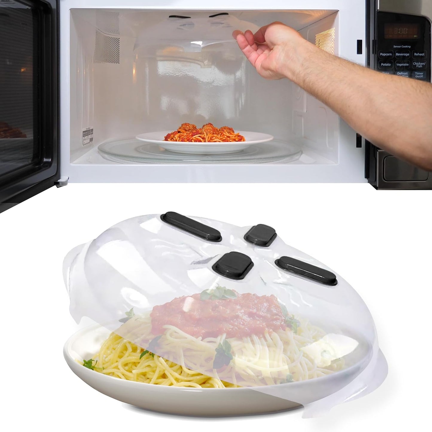 Tapa magnética antisalpicaduras 12pulg transparente ventilada