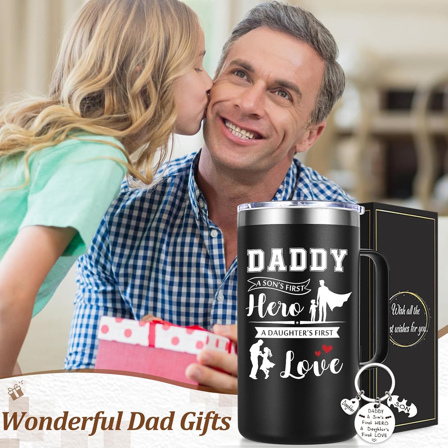 Taza café aislada 20oz con llavero color negro