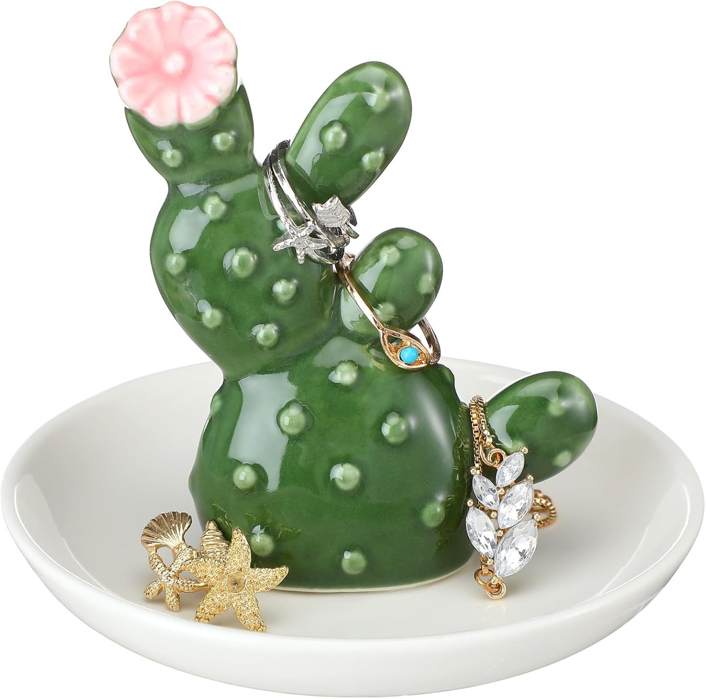 Soporte anillos cerámica mujer decoración tropical
