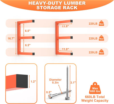 Estante madera pared soporta 220lb pack 4 naranja