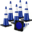 Conos seguridad tráfico 28" color azul base ponderada set 6