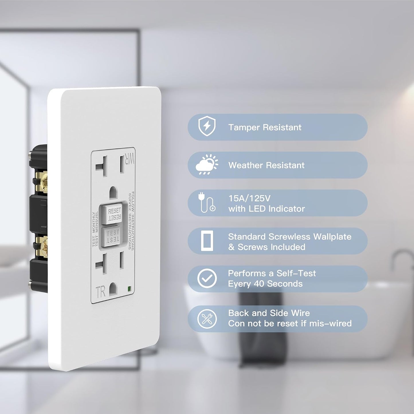 Salida GFCI 20A LED resistente interiores exteriores