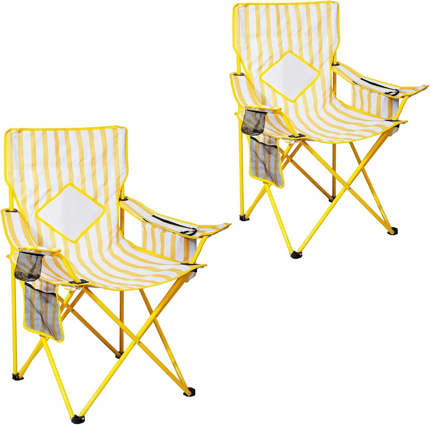 2 Sillas Plegables Acampar con Bolsa Malla Amarillo