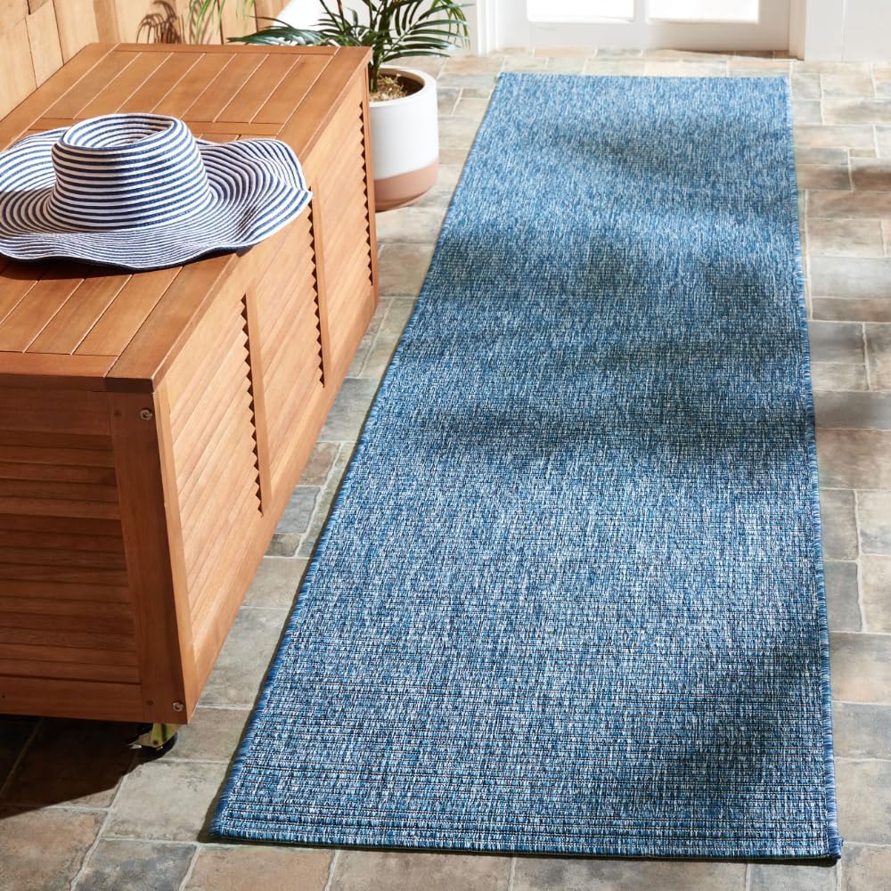 Alfombra lavable Courtyard 2.2x9ft color azul marino