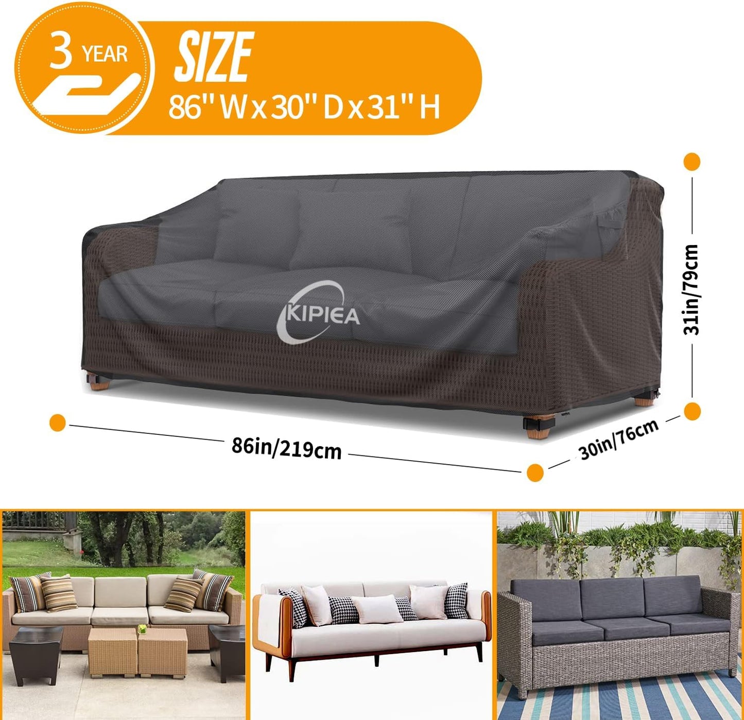 Funda sofá patio 3 asientos impermeable anti UV