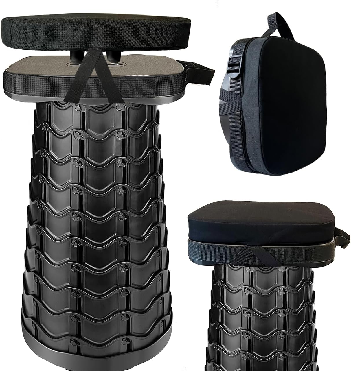 Set Taburetes Plegables Cuadrados Resistentes Negro