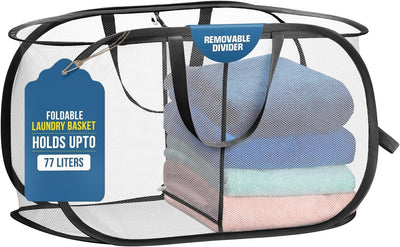 Cesta lavandería plegable duradera con asas