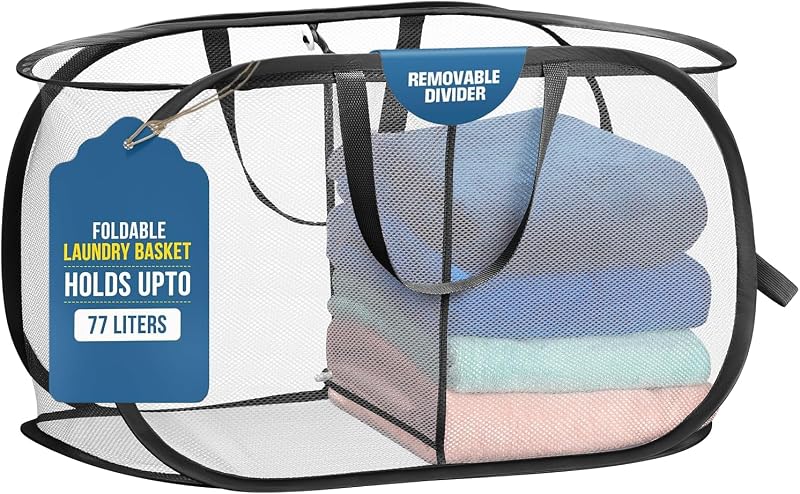 Cesta lavandería plegable duradera con asas