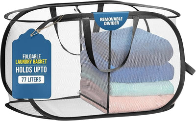 Cesta lavandería plegable duradera con asas