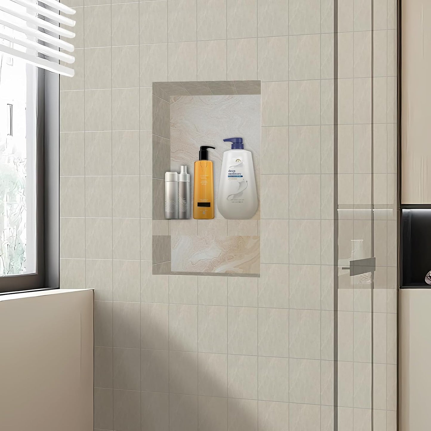 Nicho ducha doble 25x17" almacenamiento baño