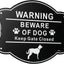 Letrero aluminio 10x8" Beware of Dog resistente UV puerta