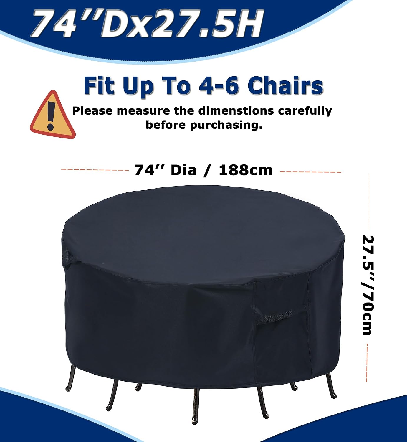 Fundas redondas para muebles de patio 74pulg impermeable