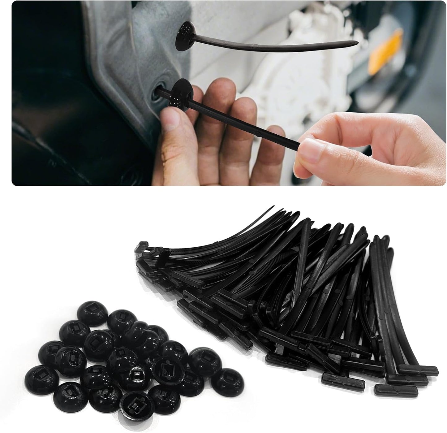 Set 200 hebillas nailon para cables y accesorios automotrices