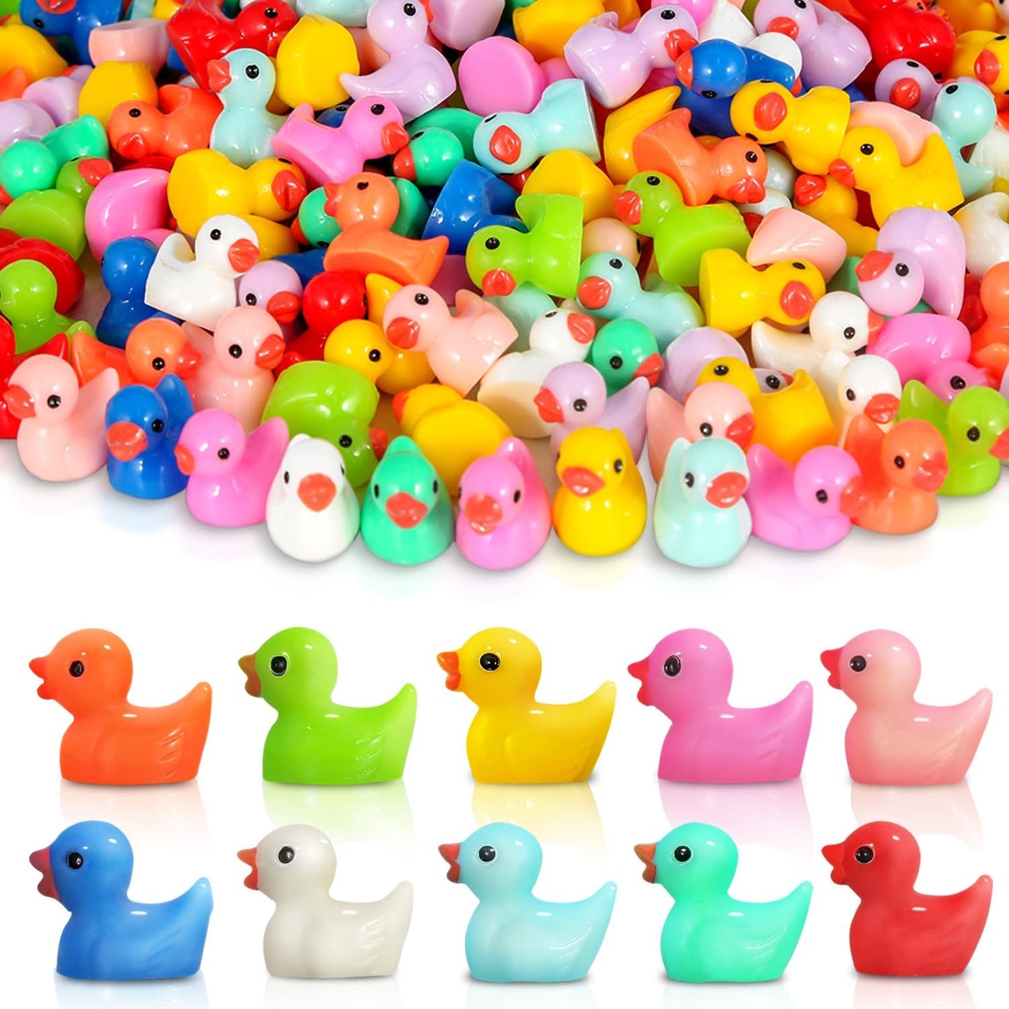 100 Mini Patos Resina Coloridos Figuras Jardín Decoración