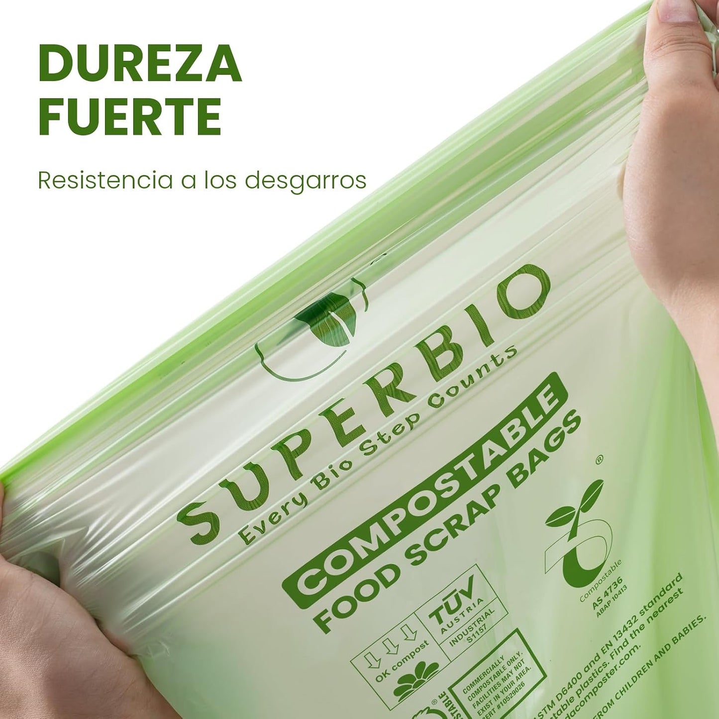 Bolsas compostables 1.6gal con asa 50uds cert BPI