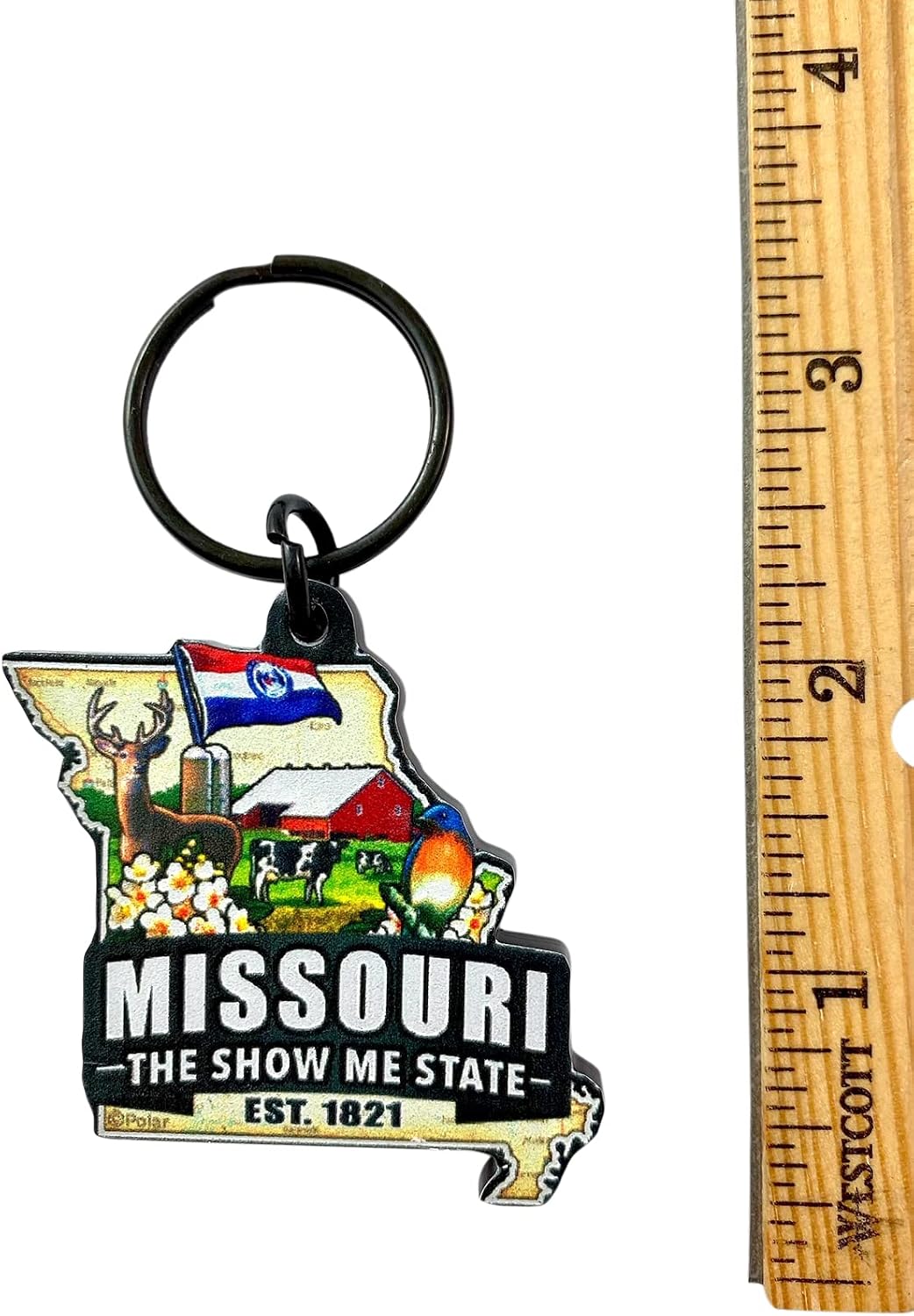 Llavero Missouri mapa estado bandera acrílico color múltiple