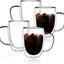 Tazas café vidrio doble pared 12oz set 4 con asa