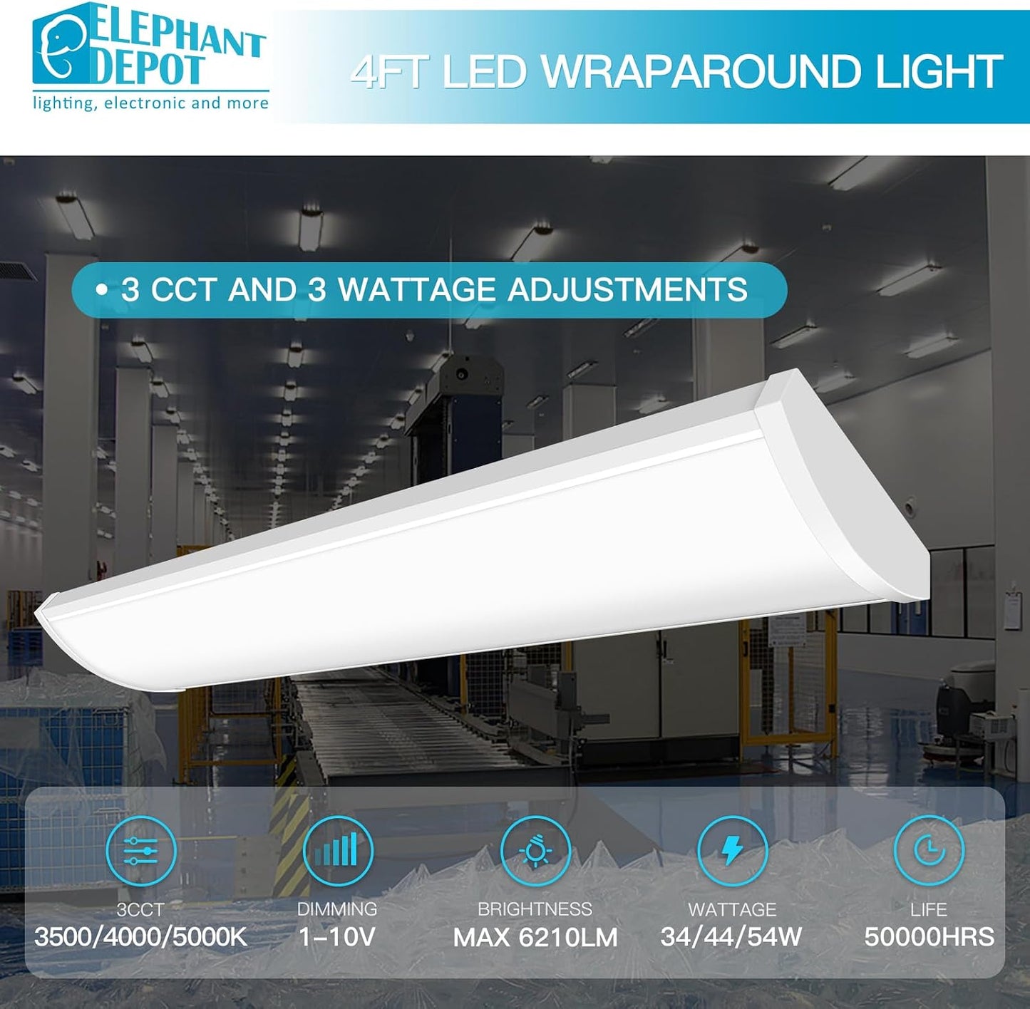 Fijación luz LED envolvente 4ft 3500-5000K